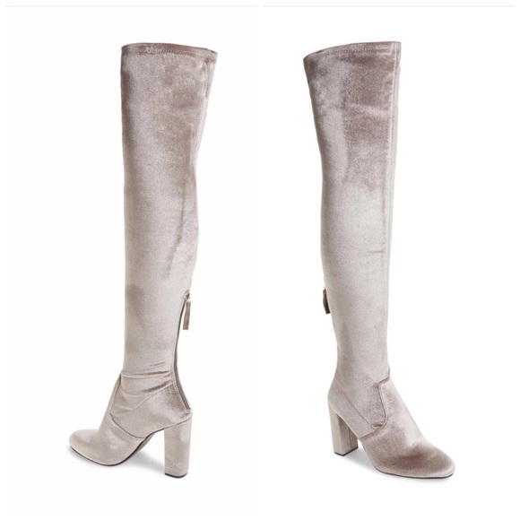 Steve Madden Shoes - Steve Madden Over the Knee Grey Velvet Boot